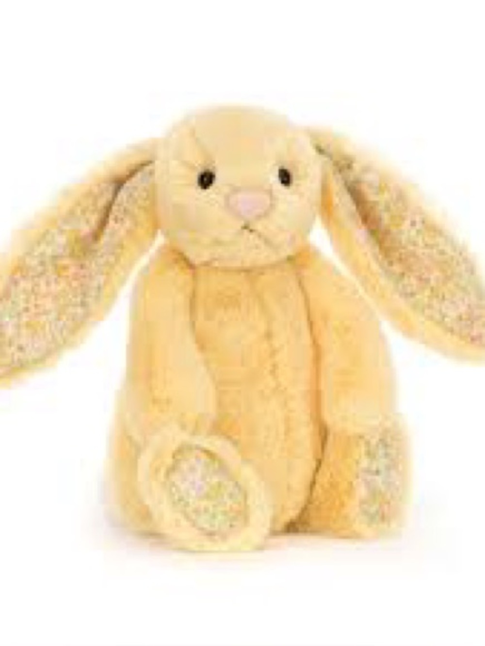 Jellycat Blossom Lemon Bunny Retired yellow plush, floral-patterned ear lining - Picture 4 of 10